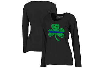 Image of Thin Blue Line Long Sleeve, Womens, Shamrock, Black - STPAT-TBL-WOM-LS-BLACK-LARGE