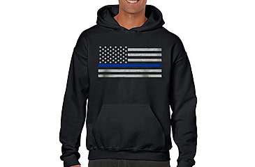Image of Thin Blue Line Men's Classic Hoodie - TBL-H-BIG-LOGO-BLACK-XXL
