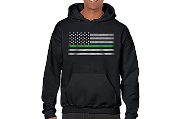 Image of Thin Blue Line Men's Hoodie - Classic Thin Green Line - MENS-H-CLASSIC-GREEN-BLACK-XXL