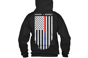 Image of Thin Blue Line Men's Hoodie - Honor Respect Dual Line - MENS-H-HONOR-DUAL-BLACK-XXL