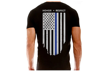 Image of Thin Blue Line Men's T-shirt - Chicago Flag, Black - CHIC-BLACK-XXL