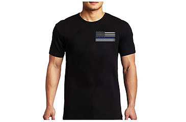 Image of Thin Blue Line Men's - T-shirt - Flag, Black - MEN-TBL-SMALL-LOGO-BLACK-XXL