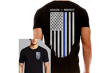 Image of Thin Blue Line Men's T-shirt - Flag - Honor &amp; Respect, Thin Blue Line - TBL-BLACK-XXL
