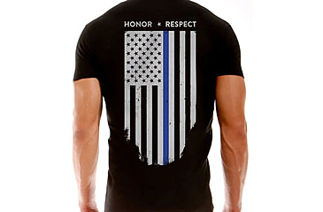 Image of Thin Blue Line Men's T-shirt - Flag - Honor &amp; Respect, Thin Blue Line - TBL-BLACK-XXL