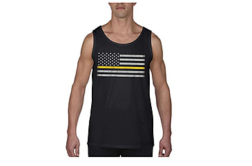 Image of Thin Blue Line Men's - Tank Classic Thin Gold Line - MEN-TANK-CLASSIC-GOLD-BLACK-XXL