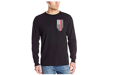 Image of Thin Blue Line Men's - Thin Red Line Flag Long Sleeve T-shirt - TRL-LS-BLACK-XXL
