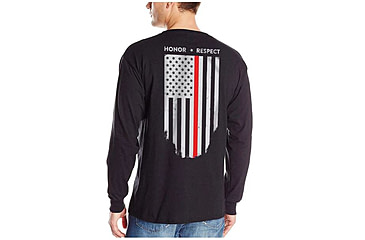 Image of Thin Blue Line Men's - Thin Red Line Flag Long Sleeve T-shirt - TRL-LS-BLACK-XXL