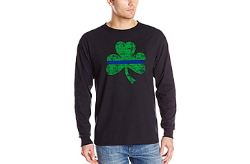 Image of Thin Blue Line Mens Long Sleeve - Shamrock - MEN-LS-SP-BLACK-LARGE