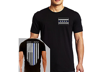 Image of Thin Blue Line Mens T-shirt - Chicago Flag, Black - CHIC-BLACK-XXXL