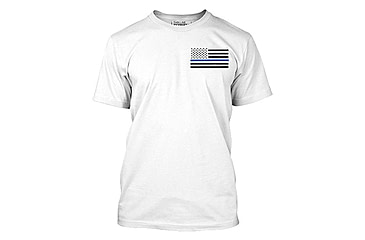 Image of Thin Blue Line Mens - T-shirt - Flag, White - MEN-TBL-SMALL-LOGO-WHITE-LARGE