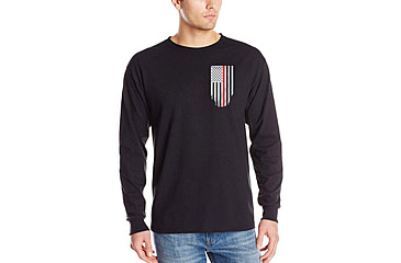 Image of Thin Blue Line Mens - Thin Red Line Flag Long Sleeve T-shirt - TRL-LS-BLACK-LARGE