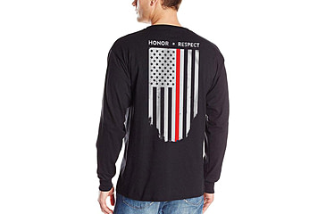Image of Thin Blue Line Mens - Thin Red Line Flag Long Sleeve T-shirt - TRL-LS-BLACK-LARGE
