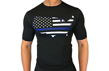 Image of Thin Blue Line Performance USA Compression Shirt - Men's, Black, Large, TBL-COMP-USA-LARGE