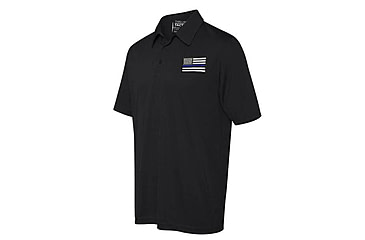 Image of Thin Blue Line Polyester Sport Polo - Flag, Black - TBL-POLO-SPORT-XXL