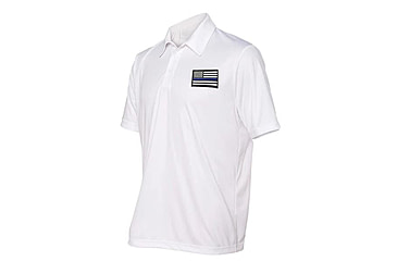 Image of Thin Blue Line Polyester Sport Polo - Flag, White - TBL-POLO-SPORT-WHITE-XXL