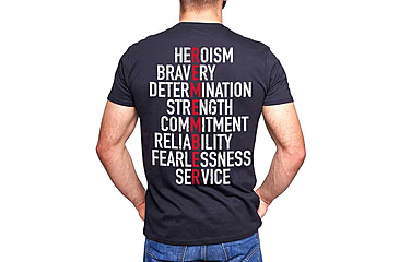 Image of Thin Blue Line Shirt - Remember, Thin Red Line - REMEMBER-TRL-SHIRT-BLACK-L