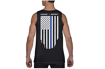 Image of Thin Blue Line Tank - American Flag - Honor &amp; Respect, Black - TBL-TANK-BLACK-XXL