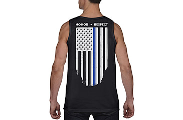 Image of Thin Blue Line Tank - American Flag - Honor &amp; Respect, Black - TBL-TANK-BLACK-XXXL