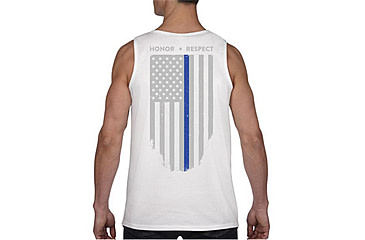 Image of Thin Blue Line American Flag Honor &amp; Respect Tank - Mens, Extra Large, White, TBL-TANK-WHITE-XL