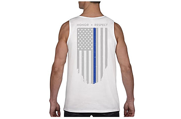 Image of Thin Blue Line Tank - American Flag - Honor &amp; Respect, White - TBL-TANK-WHITE-XXL