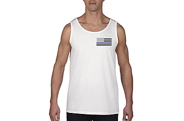 Image of Thin Blue Line Tank - Flag, White - MEN-TANK-TBL-SMALL-LOGO-WHITE-LARGE