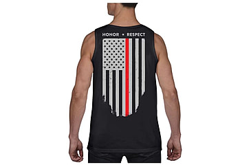 Image of Thin Blue Line Tank - Thin Red Line American Flag - Honor &amp; Respect, Black - TRL-TANK-BLACK-XXL