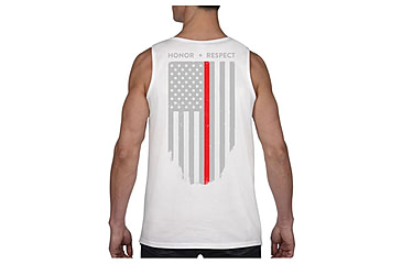 Image of Thin Blue Line Tank - Thin Red Line American Flag - Honor &amp; Respect, White - TRL-TANK-WHITE-XXL