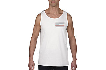 Image of Thin Blue Line Tank - Thin Red Line American Flag, White - RFLG-TANK-SMALL-LOGO-WHITE-LARGE