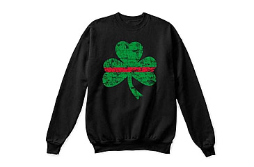 Image of Thin Blue Line Thin Red Line Crewneck, Shamrock, Black - STPAT-TRL-CREW-BLACK-XXL