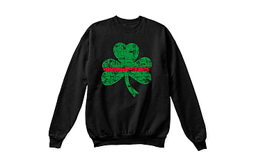 Image of Thin Blue Line Thin Red Line Crewneck, Shamrock, Black - STPAT-TRL-CREW-BLACK-XXXL