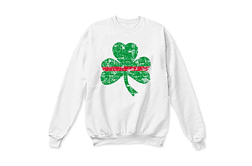 Image of Thin Blue Line Thin Red Line Crewneck, Shamrock, White - STPAT-TRL-CREW-WHITE-XXXL