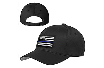 Image of Thin Blue Line Velcro Hat - American Flag, Black, Thin Blue Line - HAT-TBLAM-VELCRO-BLACK