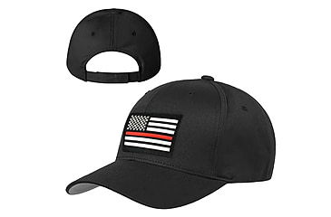 Image of Thin Blue Line Velcro Hat - Thin Red Line American Flag - HAT-TRLAM-VELCRO-BLACK