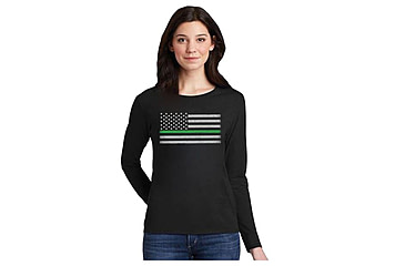 Image of Thin Blue Line Women's - Long Sleeve Classic Thin Green Line - WOMEN-LS-CLASSIC-GREEN-BLACK-XXL