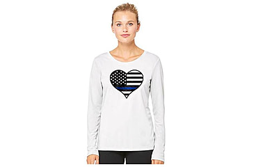 Image of Thin Blue Line Women's Long Sleeve - Heart - WOM-LS-HEART-XXL