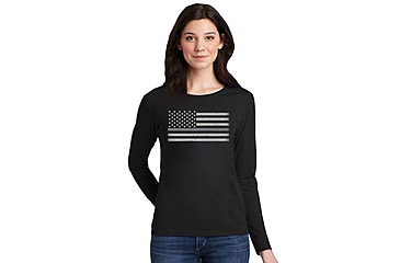 Image of Thin Blue Line Womens - Long Sleeve Classic Thin Silver Line - WOMEN-LS-CLASSIC-SILVER-BLACK-XL