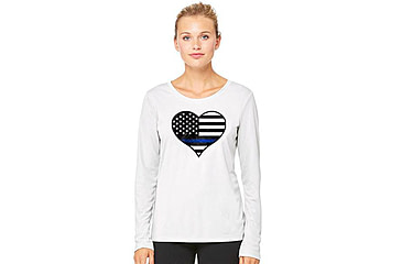 Image of Thin Blue Line Womens Long Sleeve - Heart - WOM-LS-HEART-LARGE