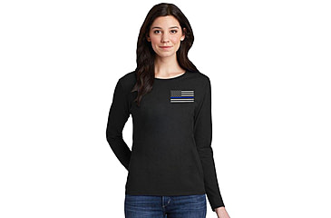 Image of Thin Blue Line Womens Long Sleeve - Small Logo - WOM-LS-SMALL-LOGO-TBL-LARGE