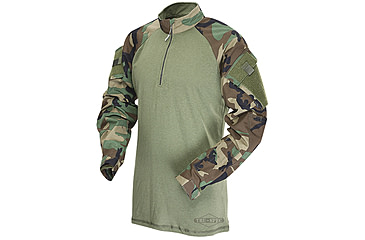 Image of Tru-Spec 1/4 Zip Tac Response Combat Shirt Nylon/Cotton Rip-Stop, Woodland/Olive Drab, XSmall Regular 2545002