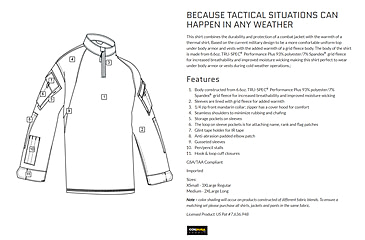 Image of TRU-SPEC T.R.U. Combat 1/4 Zip Long Sleeve Shirt - Mens, Ranger Green, 3XL, Regular, 2514008