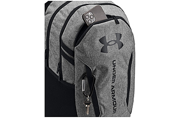 Image of Under Armour Hustle 6.0 Storm Backpack, Castlerock Full Heather/black/black - 1384672026OSFM