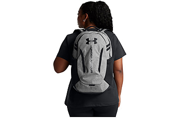Image of Under Armour Hustle 6.0 Storm Backpack, Castlerock Full Heather/black/black - 1384672026OSFM