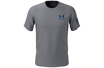 Image of Under Armour New Freedom Flag T-Shirt - Mens, Steel Medium Heather / Royal, 2XL, 13708100362X