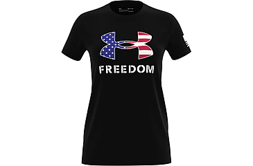Image of Under Armour New Freedom Logo T-Shirt - Womens, Black / White, Large, 1370815002LG