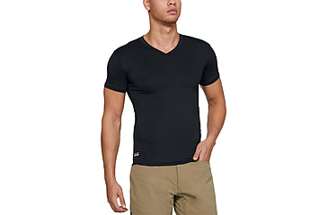 Image of Under Armour Tactical HeatGear Compression V-Neck T-Shirt - Mens, Black, Large, 1216010001LG