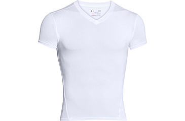 Image of Under Armour Tactical HeatGear Compression V-Neck T-Shirt - Mens, White, 3X-Large, 12160101003X