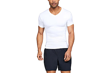 Image of Under Armour Tactical HeatGear Compression V-Neck T-Shirt - Mens, White, 3X-Large, 12160101003X