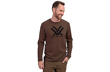 Image of Vortex Core Logo LS T-Shirt - Mens, Brown Heather, S, 221-02-BRHS