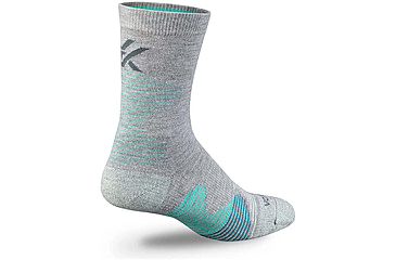 Image of Vortex Pursuit Trail Crew Active Sock - Womens, Grey Heather/Aqua, L, 122-36-GHAL