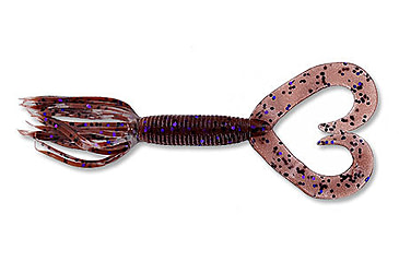 Image of Yamamoto Baits Double Tail Hula Grub, 4in, 10pk, Cinnamon Brown with Large Black &amp; Large Purple Body, 93-10-221